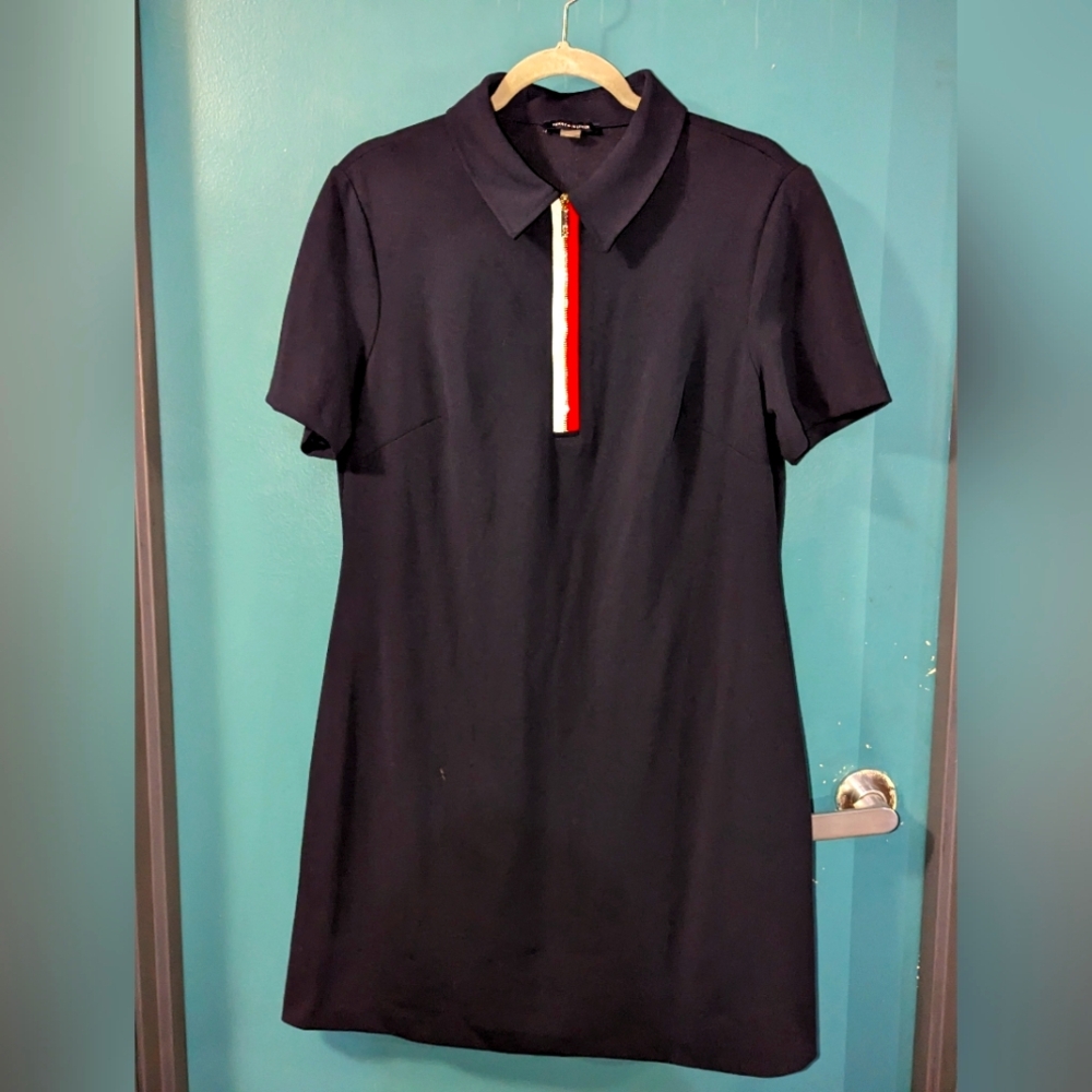 Tommy Hilfiger Short Sleeve Scuba Crepe Zip Front Shift dress, size 14